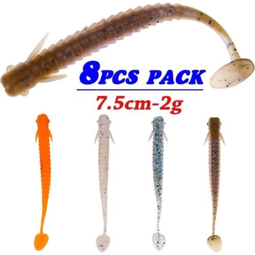 2g-7.5cm Silicone Soft Fishing Lures Jigging Tail Larva Bait Artificial Sinking Fish Lure Swimbait Fishing Tackle