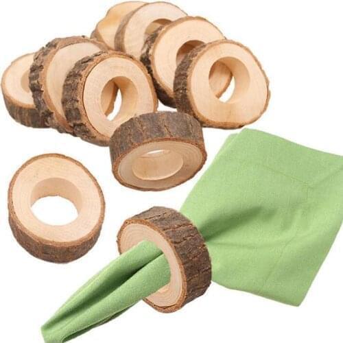 200pcs Natural Creative Wooden Unfinished Circle Wood Pendants Napkin Ring for Craft Making Hotel Table DIY Projects Wedding