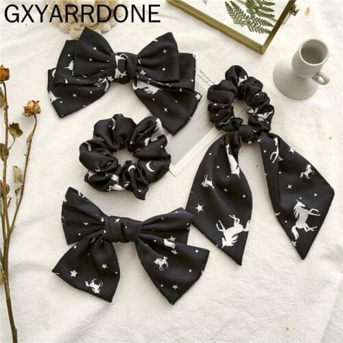 2021 Stain Unicorn Hair Bows Clips Black Bowknot Hairpins Fashion Head Grip Cartoon Snap Barrettes Women Headwear Accessories