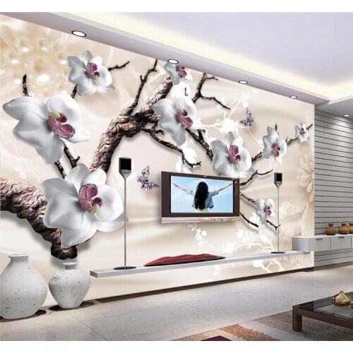 3D Wallpaper HD Embossed Flowers Photo Mural Living Room Home Decor Wall paper Abstract Papel De Parede Floral 3D roll
