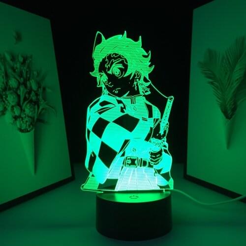 Demon Slayer Tanjiro Kamado Figure 3D LED Night Lamp for Child Bedroom Decor Nightlight Kids Gif LED Night Light Demon Slayert
