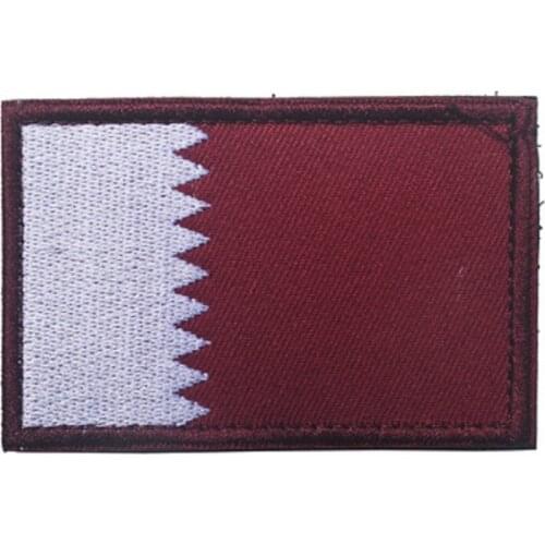 3D Embroidery Patches Armband Loops And Hook Qatar Flag Patches Color Chapter Armbands