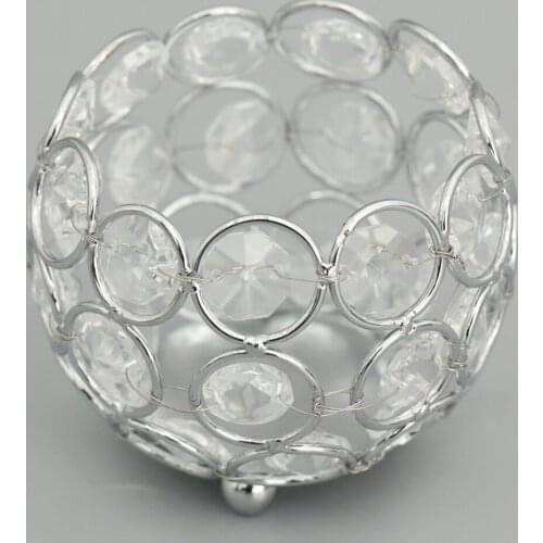 4 Pieces Silver Crystal Candle Holders Banquet Candlestick Table Centerpiece