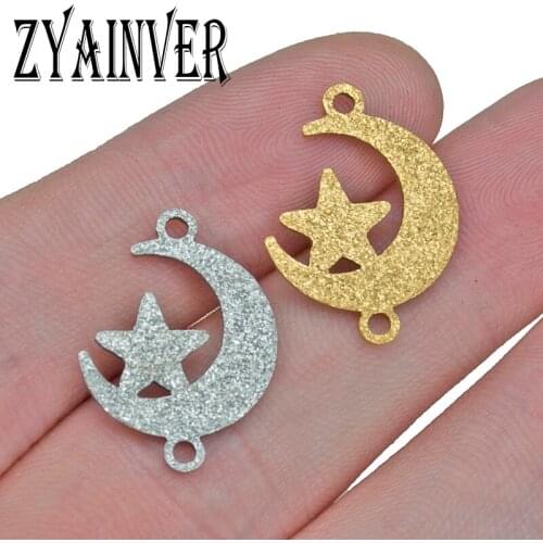 5pcs Matte Stainless Steel Moon & Star Pendant Charms Jewelry Making Necklace Women Lovers Gold Silver Engagement Bracelet Gift