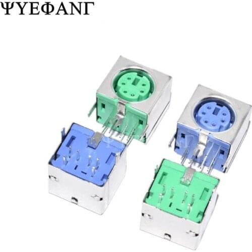 5PCS PS-2 PS2 connector for keyboard / mouse Blue Green 7pin+2pin socket ROHS 2 colors