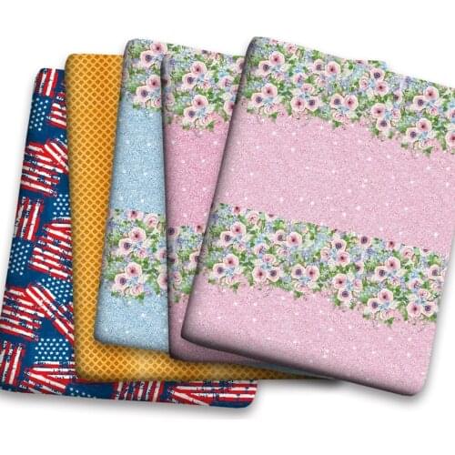 50*150cm Flower Cartoon Mermaid Pattern Printed Polyster Cotton Liverpool Bullet Fabric for DIY for Handmade By Yards