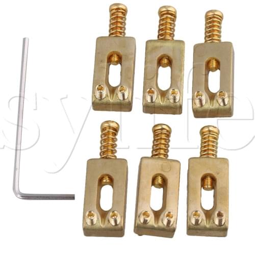 6pcs Gold Color Brass Compensated Saddles for Electric Guitar Bridge