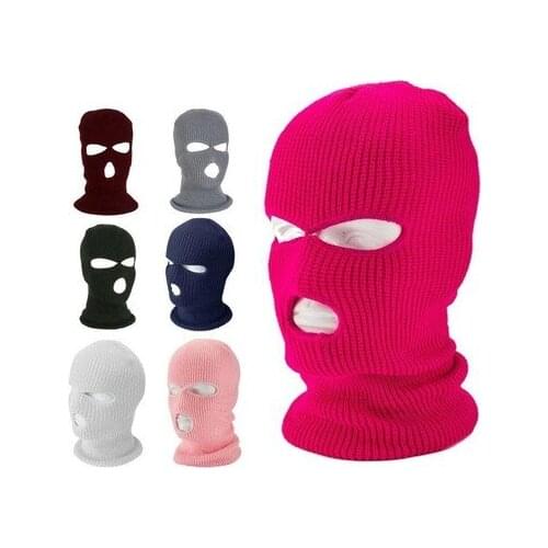 Full Face Cover Ski Mask Hat 3 Holes Balaclava Army Tactical CS Windproof Knit Beanies Bonnet Winter Warm Unisex Caps