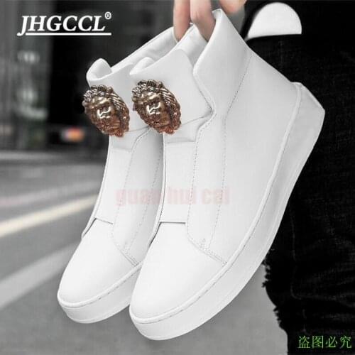 Brand designer casual shoes New style of mens shoes high-top shoes platform shoes cowhide casual shoes comfortable boots A2