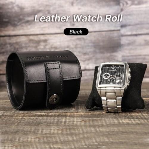 Cow Leather Single Slot Watch Roll Case Portable Vintage Watch Case Watch Holder Travel Wrist Jewelry Storage Pouch Organizer