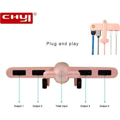CHYI Multi Port Micro USB 2.0 Hub 4 Port Combo Mini Hab Splitter Portable Cartoon Plane Adapter Computer Accessories For Macbook