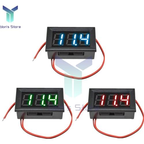 AC 70-500V 0.56 Inch LED Digital Voltmeter Voltage Meter Volt Instrument Tool 2 Wires Red Green Blue 110V 220V For Motorcycle