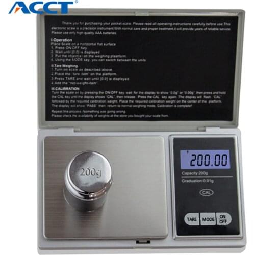 200g x 0.01g Digital Pocket Scale Libra Mini Laboratory Balance Tea Jewelry Scale 0.01g Calibration Electronic Weighing Machine