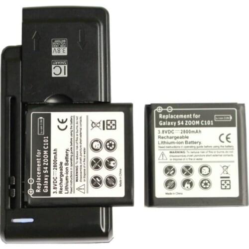 Ciszean 2x 2800mAh B740AC/K/E/U Replacement Battery + Charger For Samsung Galaxy S4 Zoom C101 C1010 C105A C105 NXF1 NX3000 i939D