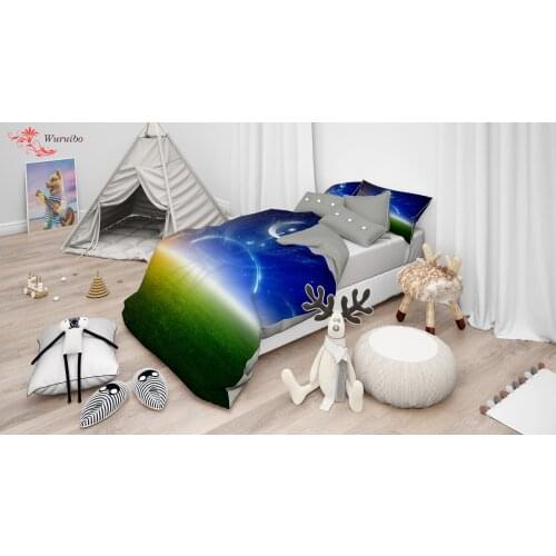Childrens Bedding Set Starry Sky Winter Duvet Cover Single Twin Size Bed Covers Outer Space Galaxy Comforter Covers Bedclothes