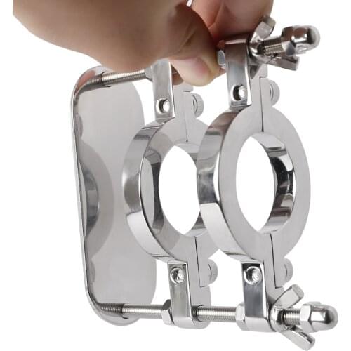 ALL-IN-ONE DOUBLE RINGS BALL SMASHER CRUSHER Penis CRUSHER Stainless Steel Scrotum Bondage BDSM Ball Stretcher Scrotal Fixture