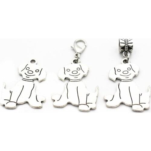 Hot selling Mix3 12pcs/lot Alloy Dog Dangle Charms Lobster Clasp Hanging Charm For Bracelet&Pendant Floating Charms Jewelry