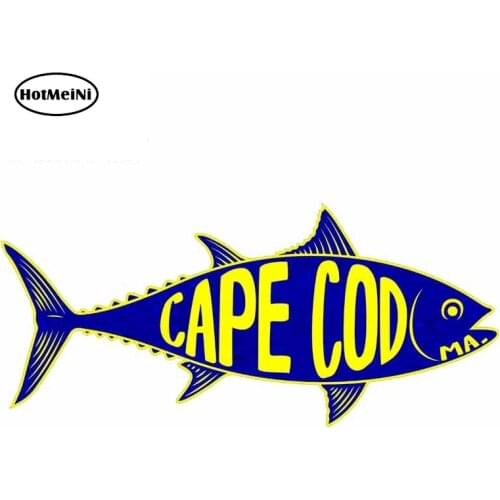HotMeiNi 13cm x 5.7cm for Cape Cod Massachusetts Tuna Fish Car Stickers Waterproof Cartoon Auto Decals Funny Car Accessories