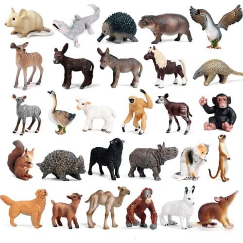 Mini Farm Wild Zoo Jungle Poultry Animal Model Model Toys Sheep Goose Figure Collection For Kid Gift Early Education Home Deco