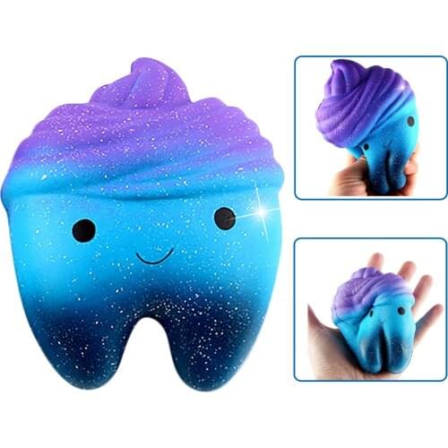 Jumbo Kawaii Soft Squishy Squishies Star Tooth Toy Slow Rising Toys for Kids Adults Squish Relieves Stress Anxiety Antistress