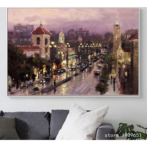 No frame Thomas impression light city scenery oil painting canvas printings printed on cotton home wall art decoration picture