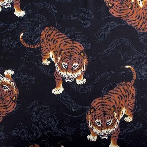 100x142cm Chinese wind tigern Chiffon fabric Sewing Quilting Needlework Material DIY Handmade skirt turban Mens shirt and trou