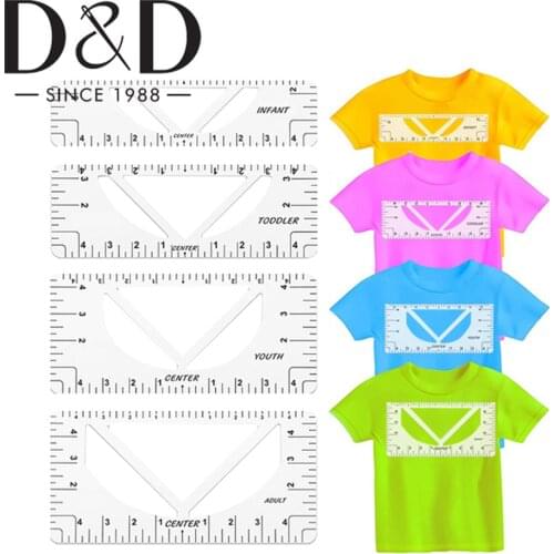 4pcs T-Shirt Ruler Guide Graphics Tshirt Alignment Tool Alignment Ruler for Designs Adult Youth Toddler Infant Sewing Accessorie