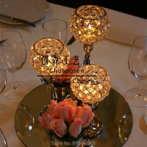 Metal Candle Holders Party Centerpiece Candlestick Crystal Candle Stand Wedding Decoration Candelabra Home Decor Flower Vase