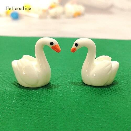 10pcs 3D Mini Cute Swan Animals Miniature Figurine Ornaments For Home Garden Easter Decor Slime Charms