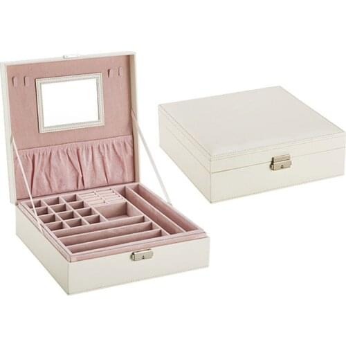 Fashion Leather Jewelryl Box With mirror Double Layers Jewelry Storage Box Crocodile Pattern Fashion Jewelry Box 2020 New