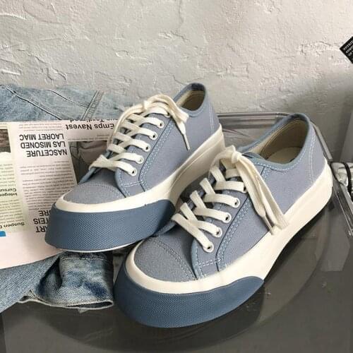 Minority design blue board shoes womens Korean popular shoes Japanese versatile canvas shoes
