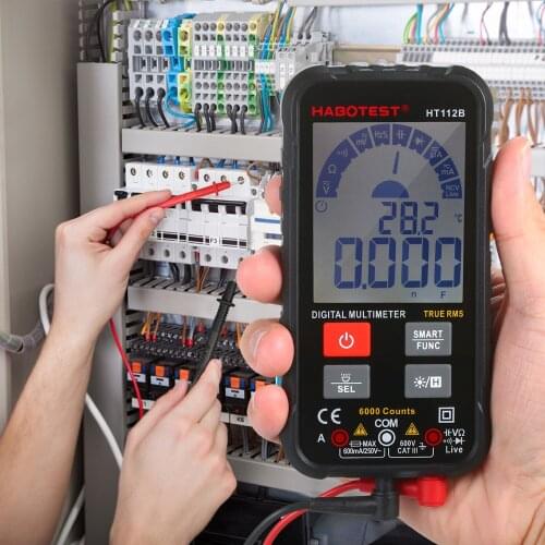 Multimeter Smart 6000 Count True RMS Multimeter Digital LCD Display AC/DC Voltmeter Ammeter Ohmmeter Test Diode with Flash Light
