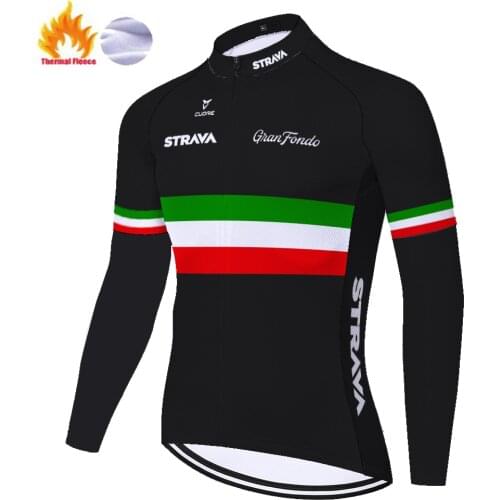 Camisa ciclismo STRAVA Winter long sleeve cycling jersey men Italy Fleece bike shirt Spain jersey ropa ciclismo hombre invierno