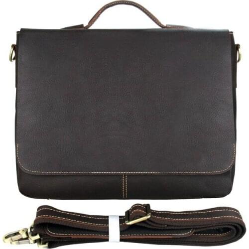 Mens Chocolate Briefcases Cross Body Bag Handbag Messenger Cow Leather Brown Business Travel Vintage Tote Laptop 15" Big Bags