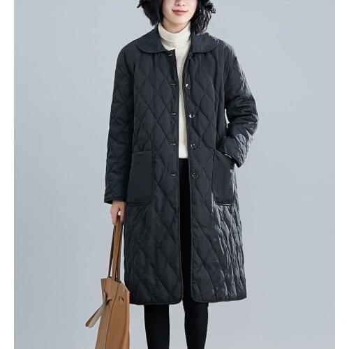 Autumn and winter 2020 new middle length outwear women lightweight cotton padded clothes