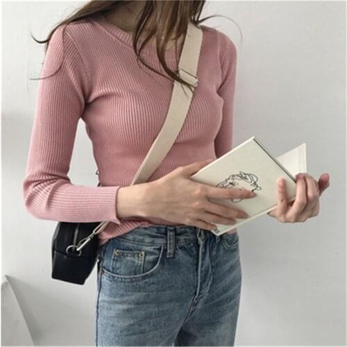 Fall Pink Knitted Sweater Women Clothes Black Korean Pullover Tops Vintage White Winter Thin Woman Sweaters Autumn Jumper 2020