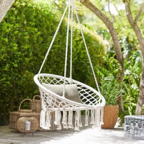 Hot Sale Hammock Chair Hanging Chair Swing Cotton Rope Indoor Macrame Swing Chairs for Bedroom Balcony Porch