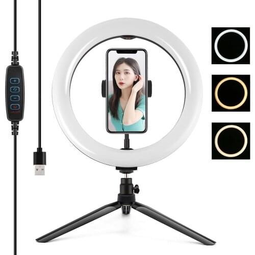 PULUZ 10.2 inch USB 3 Modes Dimmable LED Selfie Ring Light &Desktop Stand Tripod Photography Video Youtube Vlogging For Blogger