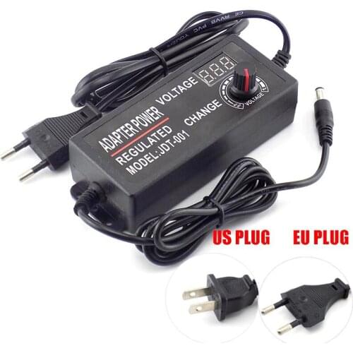 Adjustable Adapter AC 100-220V to DC 3-12V 5A Power Supply for Led Strip Light Display Screen Charger 5.5*2.5mm US EU AU PLUG