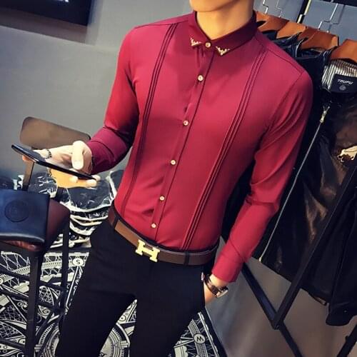 Long-Sleeved Shirt Tuxedo High-Grade Slim Shirt Large Size S-5Xl 2021 Fashion Design Casual Mens Shirt Luxury Brand Social