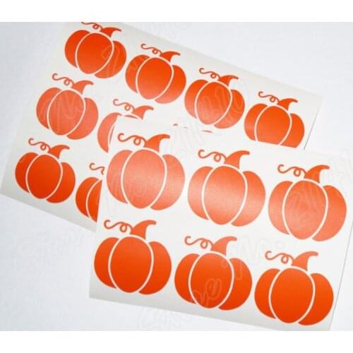 48 Pumpkin Sticker Thanksgiving Halloween Invitation Seals Envelope Seal Window Deca Removable vinyl Wall Decal B260