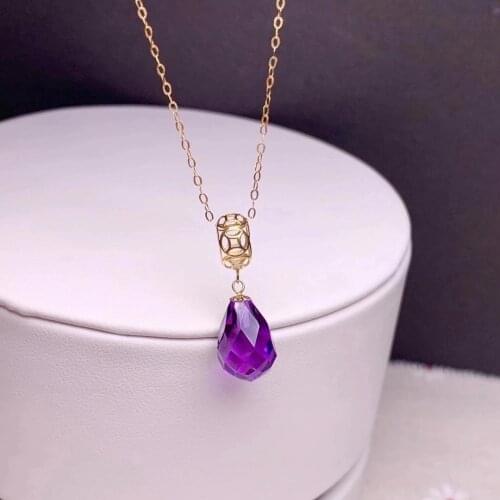 Shilovem 18k yellow piezoelectric amethyst Pendants fine Jewelry women trendy no necklace classic new gift 8*11mm mymz081151877