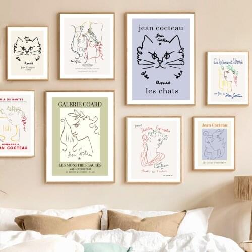 Nordic Posters Prints Abstract Matisse Jean Cat Girl Face Illustration Canvas Painting Wall Art Pictures For Living Room Decor