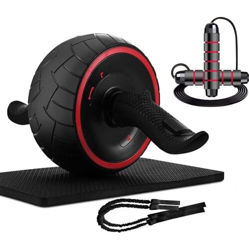 Fitness Resistance Bands Ab Roller Wheel with Knee Mat Skip Jump Rope Workout Gym Equipment for Men Women Abdominal Exercise