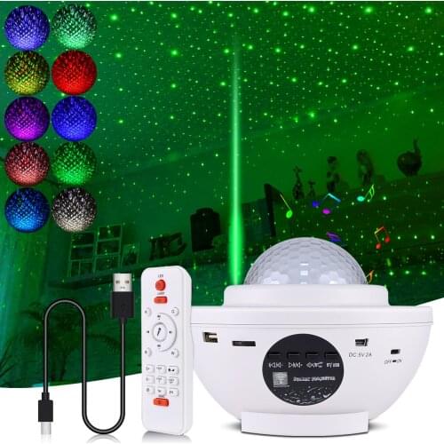 LED Party Stage Light Starry Sky Galaxy Projector Night Light Bluetooth Music Sound Control Stage Disco Laser lamp Bedroom Decor