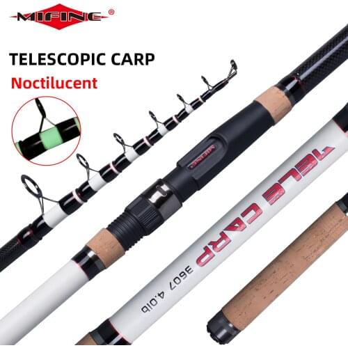 MIFINE Telescopic Carp Fishing Rod 4.0lb 3.9/3.6/3.3/3.0m Carbon Fiber Surf Spinning Rod Power 60-200g Noctilucent Hard Pole