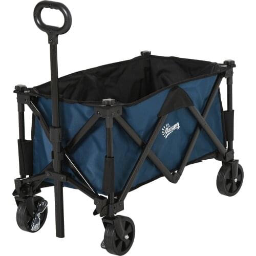 Outsunny folding trolley transport trolley with adjustable handle Universal wheel brake for garden beach Camping load 60kg