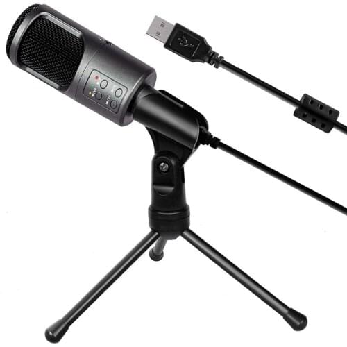 USB Condenser Computer Microphone Plug And Play Streaming Mic with Mute Stand Recording Audio for Singing Gaming Tiktok YouTube