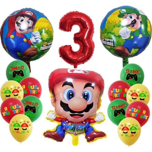 Super Mario Ballons Anime Game Child Birthday Party Supplies Aluminum Film Digital Balloon Cartoon Latex Round Balloons Kid Gift