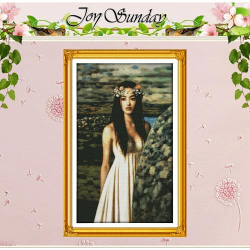 Green Field Girl Patterns Counted Cross Stitch DIY 11CT 14CT Cross Stitch Sets Wholesale Cross-Stitch Kits Embroidery Needlework